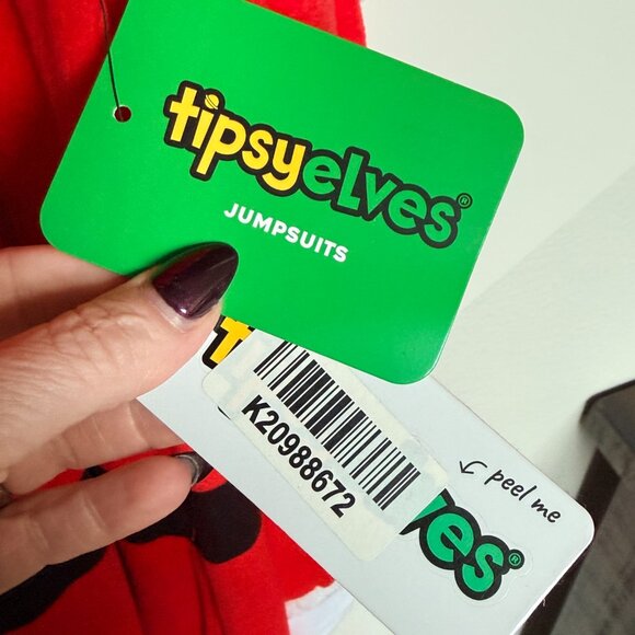 NWT Tipsy Elves Santa Jumpsuit Onesie Red Christmas Ugly Holiday Party Sz MED - Picture 6 of 8